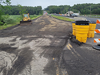 Route 1 roadway with asphalt removed from road.